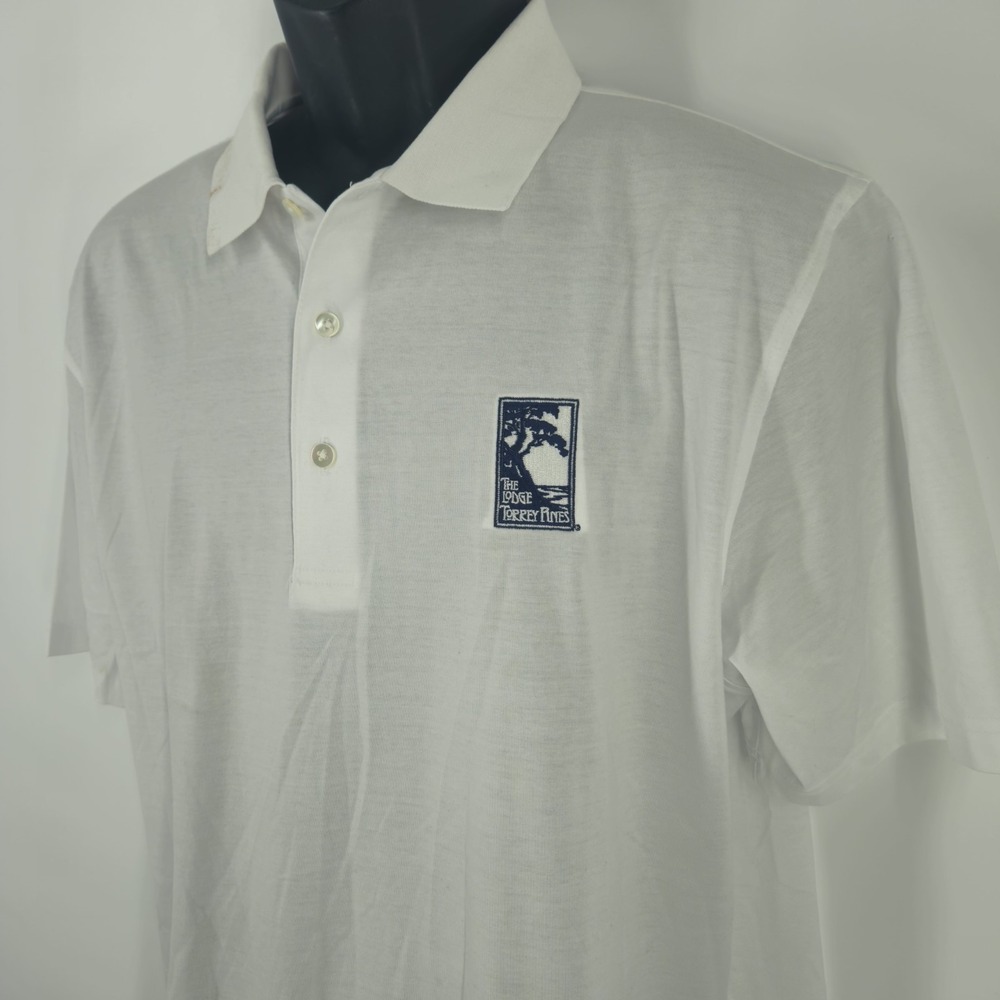 The Lodge Torrey Pines Golf Polo Shirt Men's Size Large White MSRP $147
